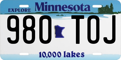 MN license plate 980TOJ