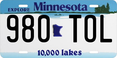 MN license plate 980TOL