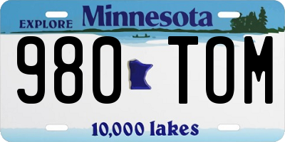 MN license plate 980TOM