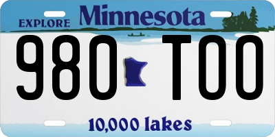 MN license plate 980TOO