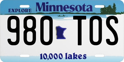 MN license plate 980TOS