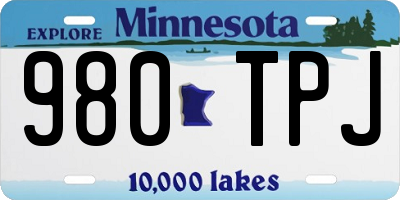 MN license plate 980TPJ