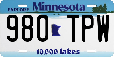 MN license plate 980TPW