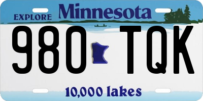 MN license plate 980TQK