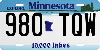 MN license plate 980TQW