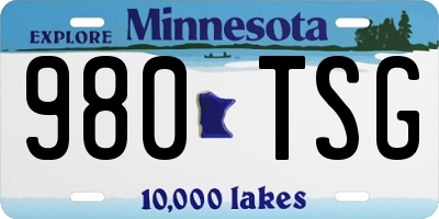 MN license plate 980TSG