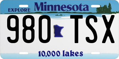 MN license plate 980TSX