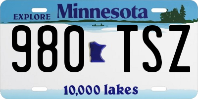 MN license plate 980TSZ