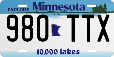 MN license plate 980TTX