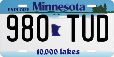 MN license plate 980TUD