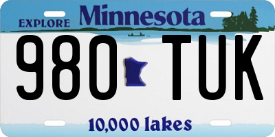 MN license plate 980TUK