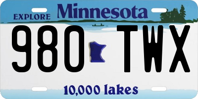 MN license plate 980TWX