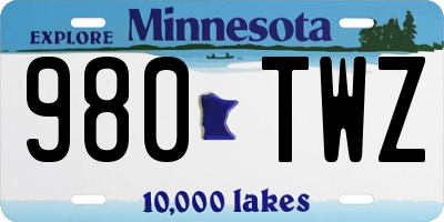 MN license plate 980TWZ