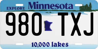 MN license plate 980TXJ
