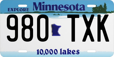MN license plate 980TXK