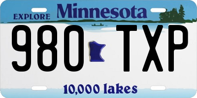 MN license plate 980TXP