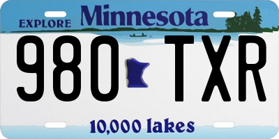 MN license plate 980TXR