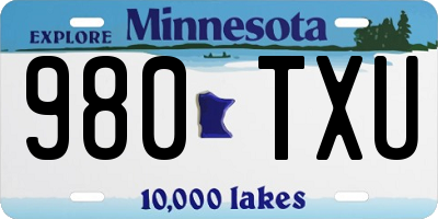 MN license plate 980TXU