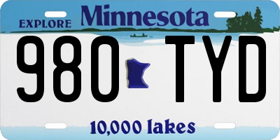 MN license plate 980TYD