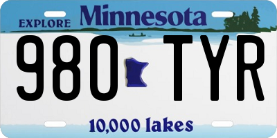 MN license plate 980TYR