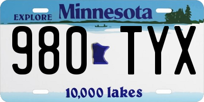 MN license plate 980TYX