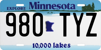 MN license plate 980TYZ