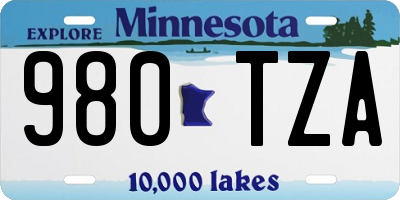 MN license plate 980TZA
