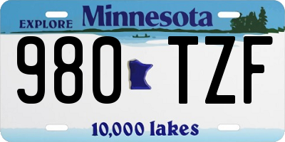 MN license plate 980TZF