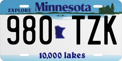 MN license plate 980TZK