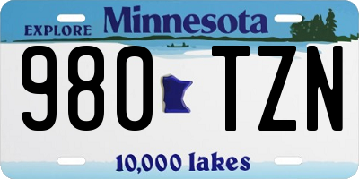 MN license plate 980TZN