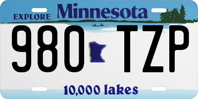 MN license plate 980TZP