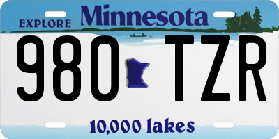 MN license plate 980TZR