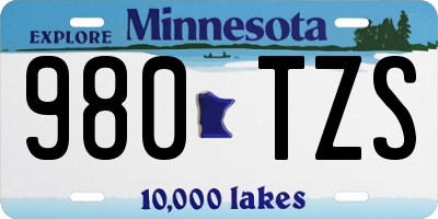 MN license plate 980TZS