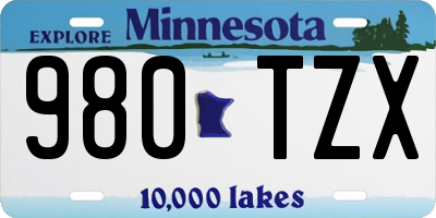 MN license plate 980TZX