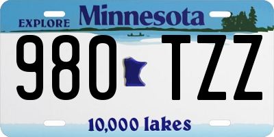 MN license plate 980TZZ