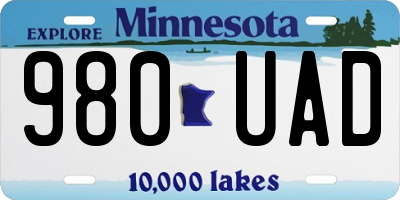 MN license plate 980UAD