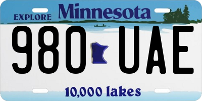 MN license plate 980UAE