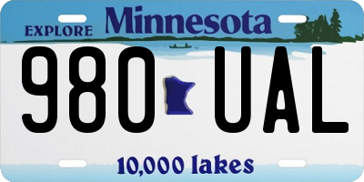 MN license plate 980UAL