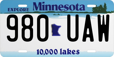 MN license plate 980UAW