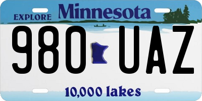 MN license plate 980UAZ