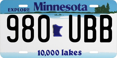 MN license plate 980UBB