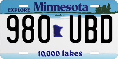 MN license plate 980UBD