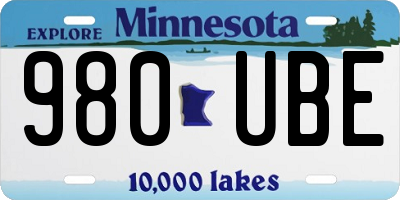 MN license plate 980UBE