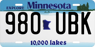 MN license plate 980UBK
