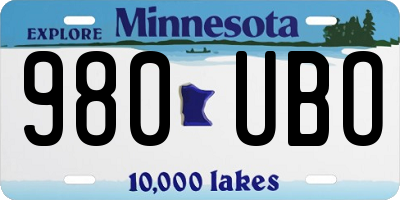 MN license plate 980UBO