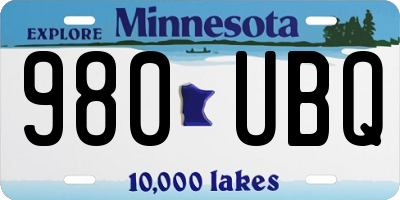 MN license plate 980UBQ