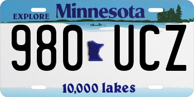 MN license plate 980UCZ