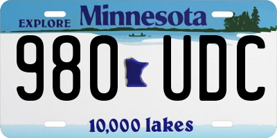 MN license plate 980UDC