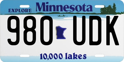 MN license plate 980UDK