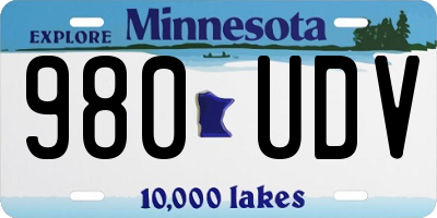 MN license plate 980UDV